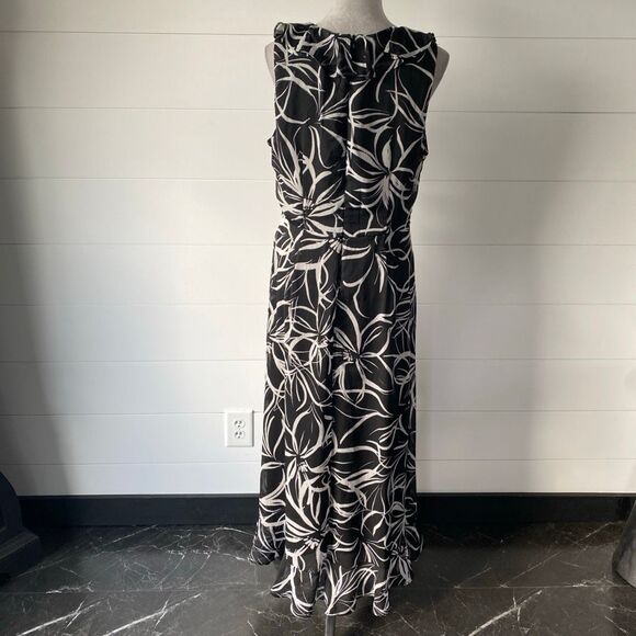 London Times Floral Side-Tie Ruffle Maxi Wrap Dress Size 14 - Picture 9 of 13